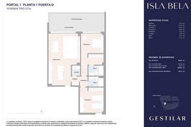 Rzut - Mieszkanie na sprzedaż 2 pokoje o powierzchni 105,76 m² - numer 11D w Isla Bela