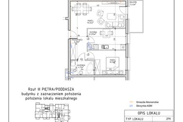 Rzut - Mieszkanie na sprzedaż 2 pokoje o powierzchni 50,74 m² - numer 59 w Osiedle Sady bud. E4