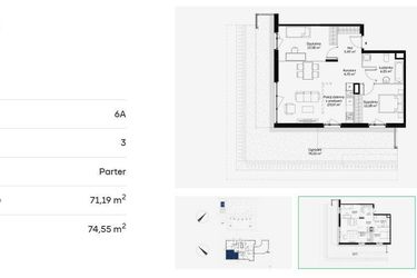Rzut - Mieszkanie na sprzedaż 3 pokoje o powierzchni 71,19 m² - numer 6A0003 w Jaśminowy Mokotów etap VI