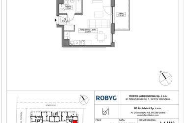 Rzut - Mieszkanie na sprzedaż 1 pokój o powierzchni 29,03 m² - numer A.4M16 w Dobre Miejsce