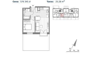 Rzut - Mieszkanie na sprzedaż 2 pokoje o powierzchni 34,93 m² - numer F.21 w Glogera bud. F i G