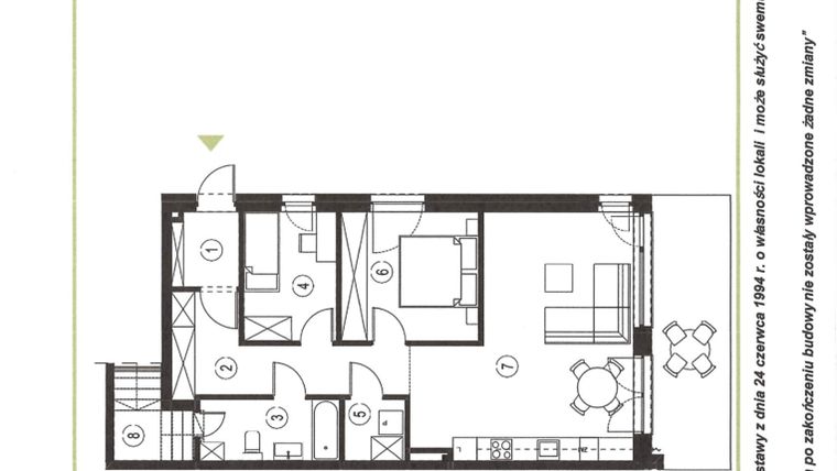 Rzut - Mieszkanie na sprzedaż 3 pokoje o powierzchni 70,61 m² - numer 11_1 w Apartamenty Sielanka