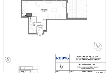 Rzut - Mieszkanie na sprzedaż 1 pokój o powierzchni 35,55 m² - numer A.0M04 w Kobieli 4