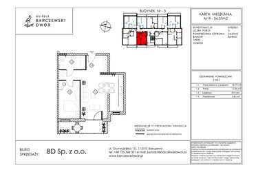 Rzut - Mieszkanie na sprzedaż 2 pokoje o powierzchni 54,37 m² - numer M19 w Osiedle Barczewski Dwór etap III