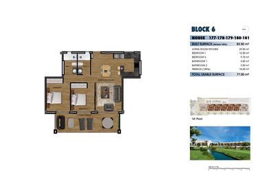 Rzut - Mieszkanie na sprzedaż 2 pokoje o powierzchni 83,5 m² - numer 1-179 w Apartamenty w Los Alcázares - 40379092