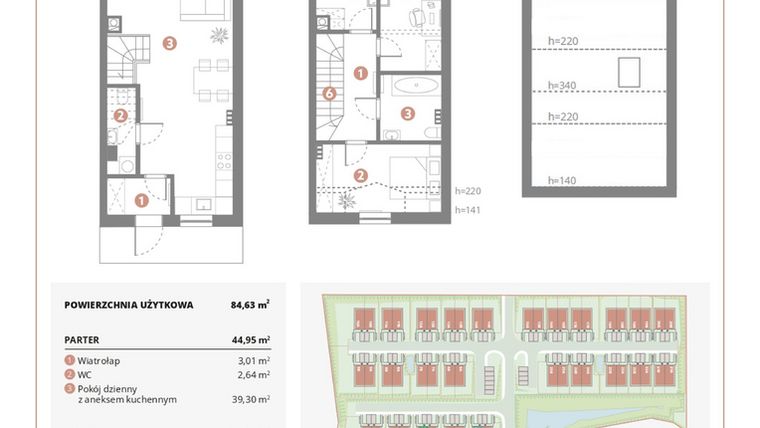 Rzut - Dom na sprzedaż 4 pokoje o powierzchni 84,63 m² - numer 3B w Bursztynova Polana