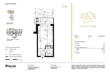 Rzut - Mieszkanie na sprzedaż 1 pokój o powierzchni 32,55 m² - numer 23B/9 w Izera Park