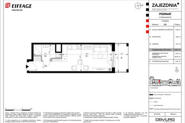 Rzut - Mieszkanie na sprzedaż 1 pokój o powierzchni 29,84 m² - numer B.A.2.5 w Zajezdnia
