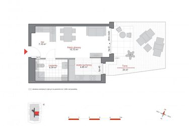 Rzut - Mieszkanie na sprzedaż 1 pokój o powierzchni 36,27 m² - numer A2.0.7 w Atrium Oliva
