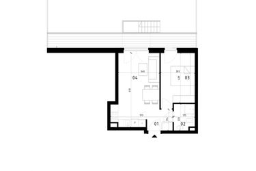 Rzut - Mieszkanie na sprzedaż 2 pokoje o powierzchni 38,8 m² - numer 5 w Traugutta