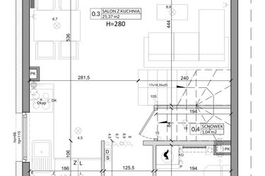 Rzut - Dom na sprzedaż 3 pokoje o powierzchni 76,58 m² - numer 30A w Zielono Mi etap V