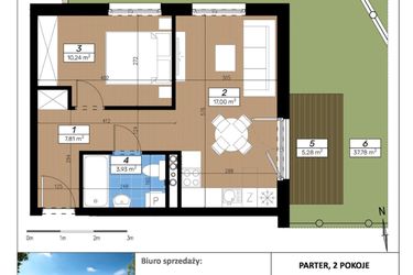 Rzut - Mieszkanie na sprzedaż 2 pokoje o powierzchni 38,98 m² - numer F/0/1 w Limone