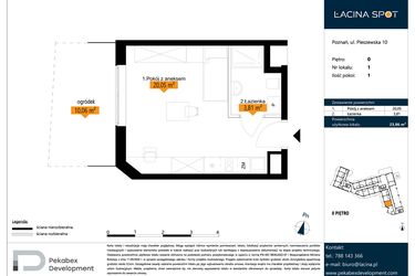 Rzut - Mieszkanie na sprzedaż 1 pokój o powierzchni 23,86 m² - numer B.0.1 w ŁACINA SPOT - apartamenty inwestycyjne