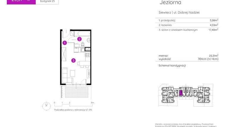 Rzut - Mieszkanie na sprzedaż 1 pokój o powierzchni 25,31 m² - numer 25.A.0.2 w Murapol Siewierz Jeziorna bud. 25 i 26
