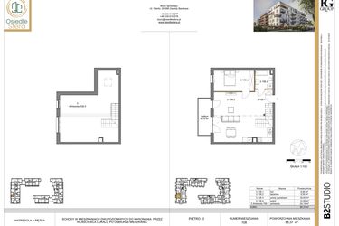 Rzut - Mieszkanie na sprzedaż 2 pokoje o powierzchni 88,37 m² - numer 108 w Osiedle Sfera etap II