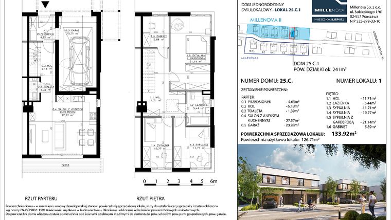 Rzut - Dom na sprzedaż 5 pokoi o powierzchni 137 m² - numer 14 w Millenova