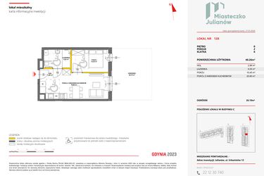 Rzut - Mieszkanie na sprzedaż 2 pokoje o powierzchni 40,13 m² - numer 128 w Miasteczko Julianów