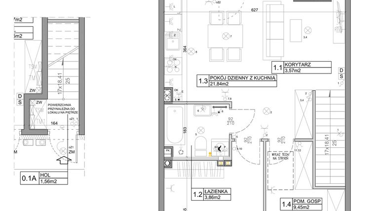 Rzut - Mieszkanie na sprzedaż 3 pokoje o powierzchni 58,82 m² - numer 78 w Manufaktura Marki 2 etap III
