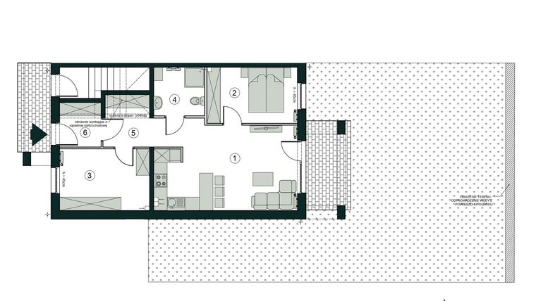 Rzut - Mieszkanie na sprzedaż 3 pokoje o powierzchni 60,22 m² - numer J1 w Aleja Wiśniowa Pogórze