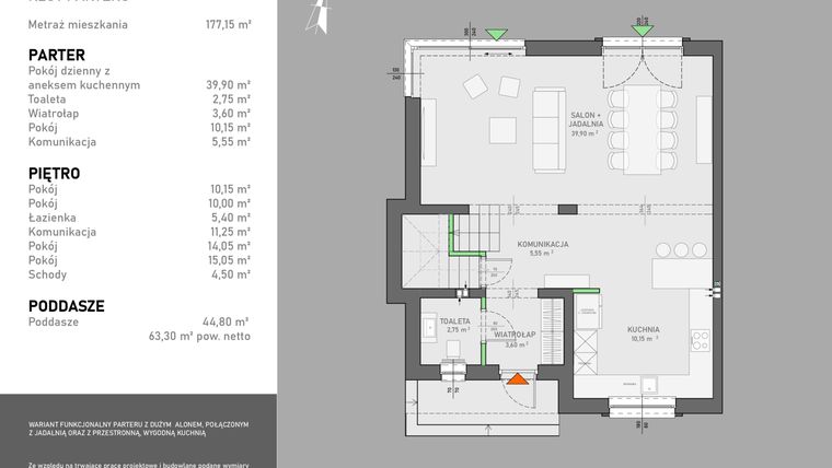 Rzut - Dom na sprzedaż 7 pokoi o powierzchni 177,15 m² - numer 3.B1 w Mrówcza 49