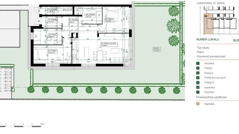 Rzut - Mieszkanie na sprzedaż 4 pokoje o powierzchni 88,72 m² - numer 20.1 w Green Ville