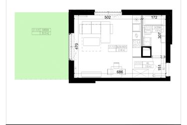 Rzut - Mieszkanie na sprzedaż 1 pokój o powierzchni 31,19 m² - numer 1.11 w Ogrody Wiślane etap VI