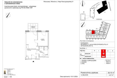 Rzut - Lokal użytkowy na sprzedaż 2 pokoje o powierzchni 33,1 m² - numer 26 w RZ21