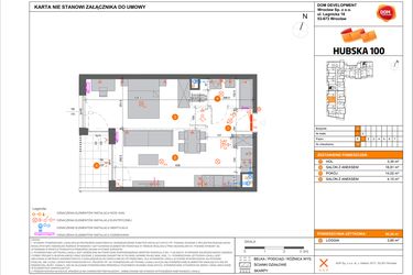 Rzut - Mieszkanie na sprzedaż 2 pokoje o powierzchni 40,28 m² - numer 18 w Hubska 100 etap 2