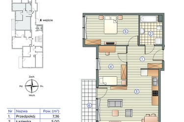 Rzut - Mieszkanie na sprzedaż 3 pokoje o powierzchni 55,46 m² - numer 3 w Pychowicka 27