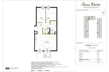 Rzut - Mieszkanie na sprzedaż 3 pokoje o powierzchni 63,89 m² - numer 169 w Aura Nova etap II