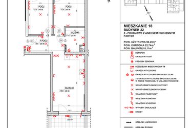 Rzut - Mieszkanie na sprzedaż 3 pokoje o powierzchni 58,2 m² - numer 22_18 w Osiedle 4 Pory Roku - Etap VIII