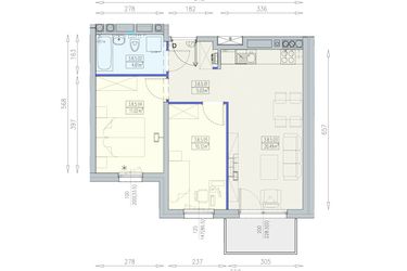 Rzut - Mieszkanie na sprzedaż 3 pokoje o powierzchni 51,27 m² - numer K1 3/8/5/3a w Południk 17 - budynek K1