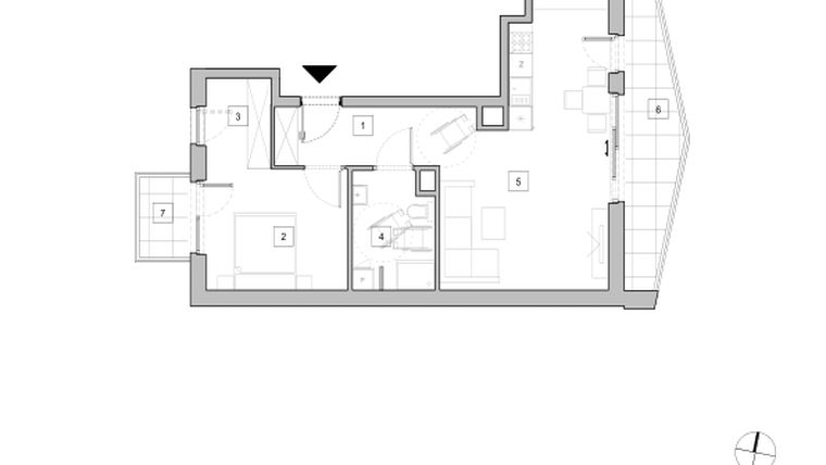 Rzut - Mieszkanie na sprzedaż 2 pokoje o powierzchni 55,37 m² - numer D1_3 w ATAL Zawiślańska