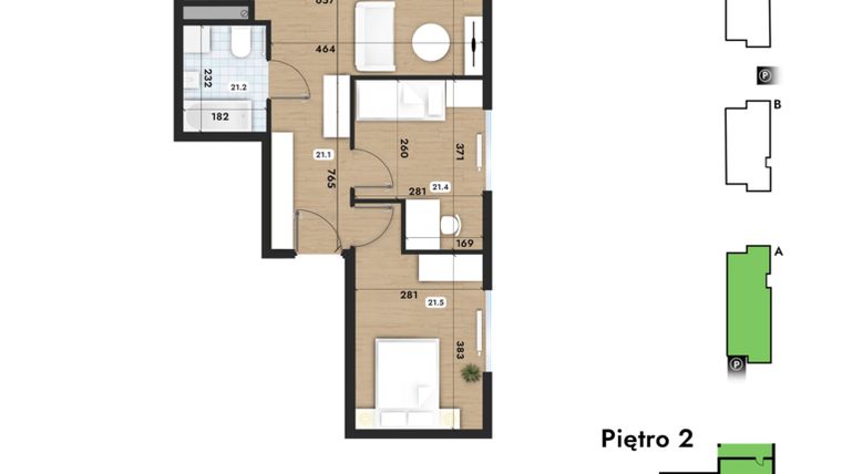 Rzut - Mieszkanie na sprzedaż 3 pokoje o powierzchni 54,18 m² - numer 21 w Słomczyńskiego Widoki