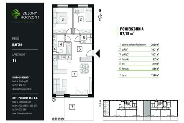Rzut - Mieszkanie na sprzedaż 3 pokoje o powierzchni 67,19 m² - numer M.17 w Zielony Horyzont