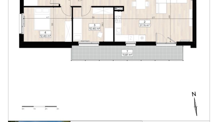 Rzut - Mieszkanie na sprzedaż 4 pokoje o powierzchni 75,8 m² - numer K1/1/5 w RIVA