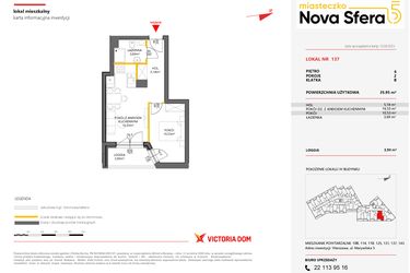 Rzut - Mieszkanie na sprzedaż 2 pokoje o powierzchni 35,95 m² - numer 137 w Miasteczko Nova Sfera 5