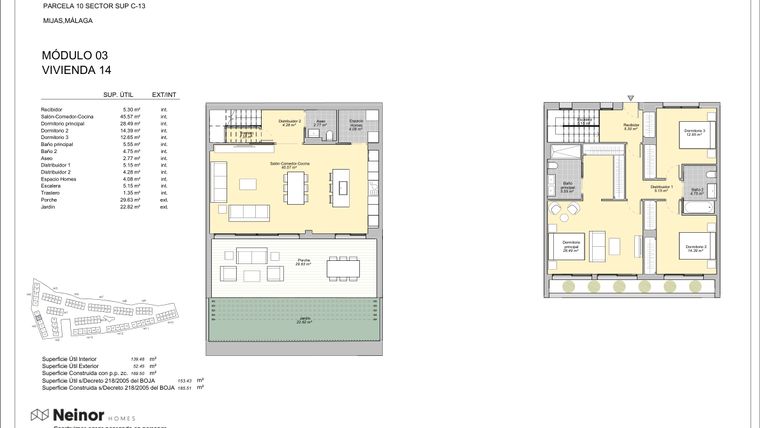 Rzut - Mieszkanie na sprzedaż 3 pokoje o powierzchni 139 m² - numer 3.14 w Evergreen Homes - Mijas