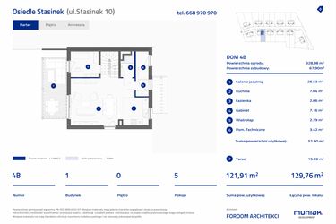 Rzut - Dom na sprzedaż 5 pokoi o powierzchni 122,61 m² - numer 4B w Osiedle Stasinek