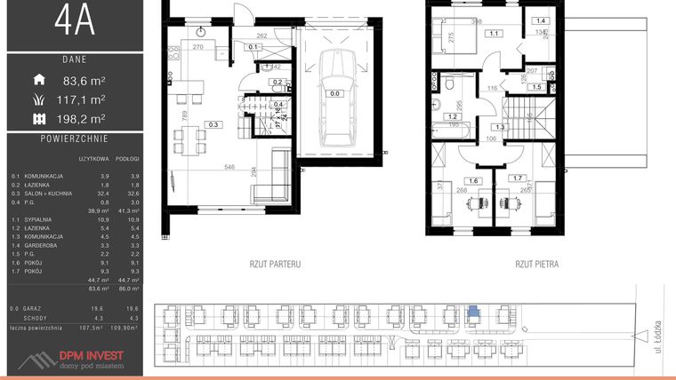 Rzut - Dom na sprzedaż 4 pokoje o powierzchni 107,5 m² - numer 4A w Family Park Ksawerów IV