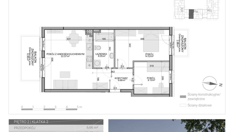 Rzut - Mieszkanie na sprzedaż 3 pokoje o powierzchni 58,91 m² - numer M-35 w Osiedle Radosne