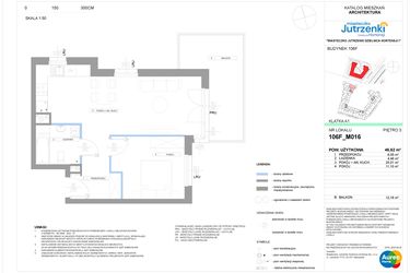 Rzut - Mieszkanie na sprzedaż 2 pokoje o powierzchni 46,62 m² - numer 106F/M016 w Miasteczko Jutrzenki Dzielnica Hortensji
