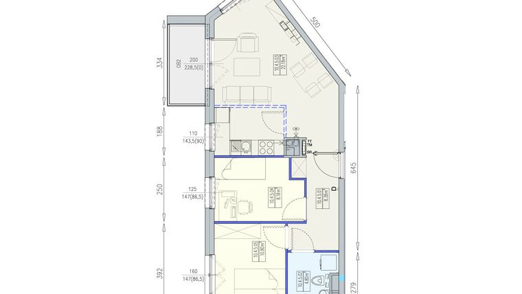 Rzut - Mieszkanie na sprzedaż 2 pokoje o powierzchni 54,34 m² - numer K2 10/4/5/3ka w Południk 17 - budynek K2