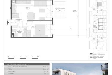 Rzut - Mieszkanie na sprzedaż 2 pokoje o powierzchni 40,09 m² - numer 44 w Monsa bud. E