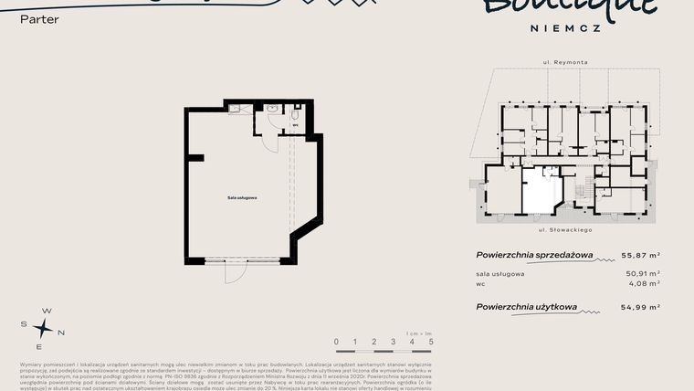 Rzut - Lokal użytkowy na sprzedaż 2 pokoje o powierzchni 55,87 m² - numer U2 w Boutique NIEMCZ