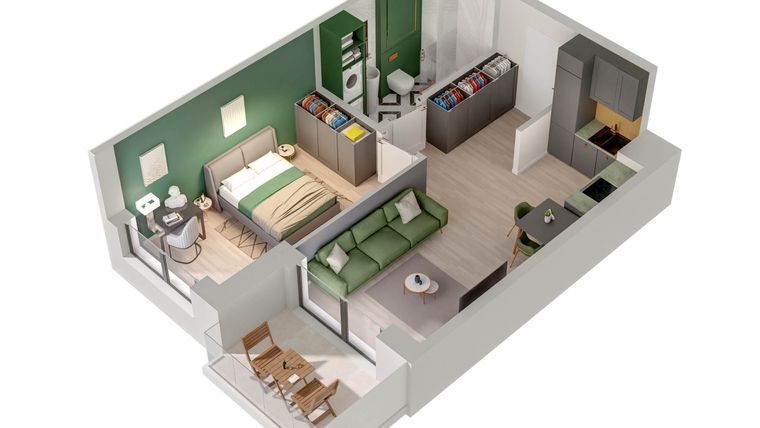 Rzut - Mieszkanie na sprzedaż 2 pokoje o powierzchni 39,19 m² - numer C.2.A w Quercus bud. C
