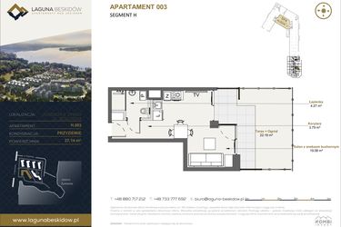 Rzut - Mieszkanie na sprzedaż 1 pokój o powierzchni 27,14 m² - numer H.3 w Laguna Beskidów