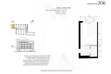 Rzut - Mieszkanie na sprzedaż 1 pokój o powierzchni 30,53 m² - numer G2/6 – 206 w Krupnicza 6/8