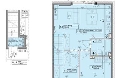 Rzut - Mieszkanie na sprzedaż 3 pokoje o powierzchni 56,07 m² - numer 46 w Manufaktura Marki 2 etap II