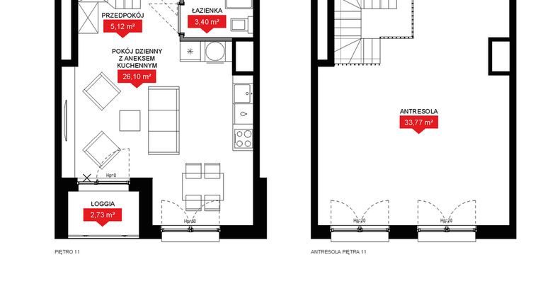 Rzut - Mieszkanie na sprzedaż 1 pokój o powierzchni 68,39 m² - numer A2 359 w 29L